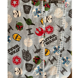 Disney Star Wars LT Blue Heads Helmet Flannel Twin Flat Sheet